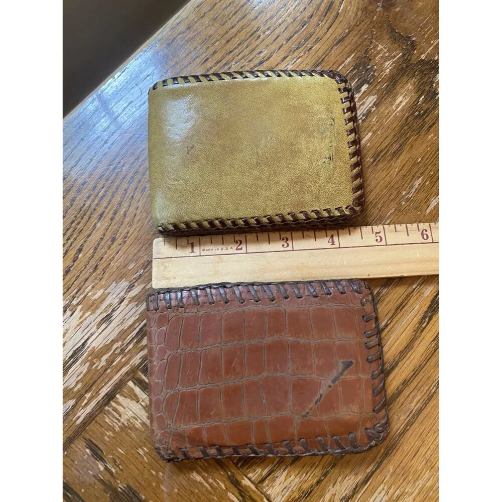 Set Of Two Custom Handcrafted Vintage Leather Wallets